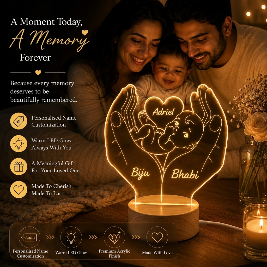 Personalized Hands Protecting Baby Illusion night Lamp image 3