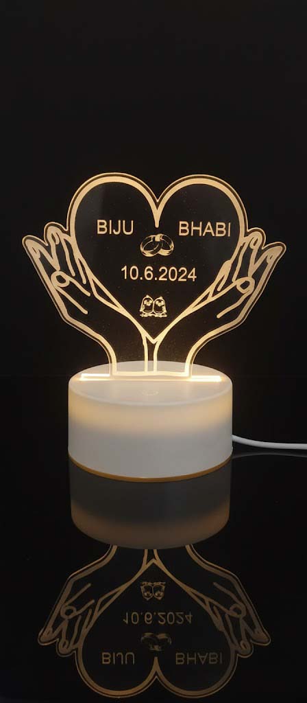 Personalized Couple LED Night Lamp | Customized Acrylic Wedding Anniversary Gift with Names & Date | Romantic Couple Table Lamp | Gift for Husband & Wife image 2
