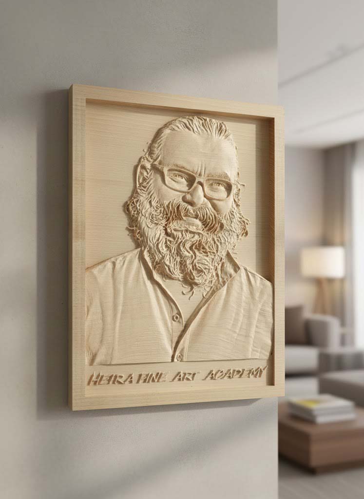 Personalized CNC Relief Wood Portrait can customise with photo and text image 2