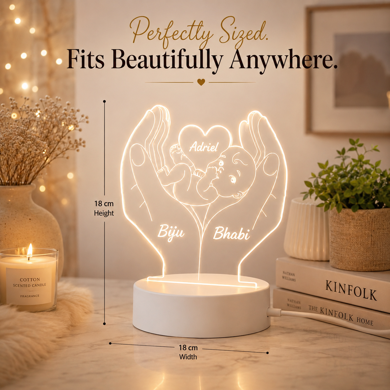 Personalized Hands Protecting Baby Illusion night Lamp image 2