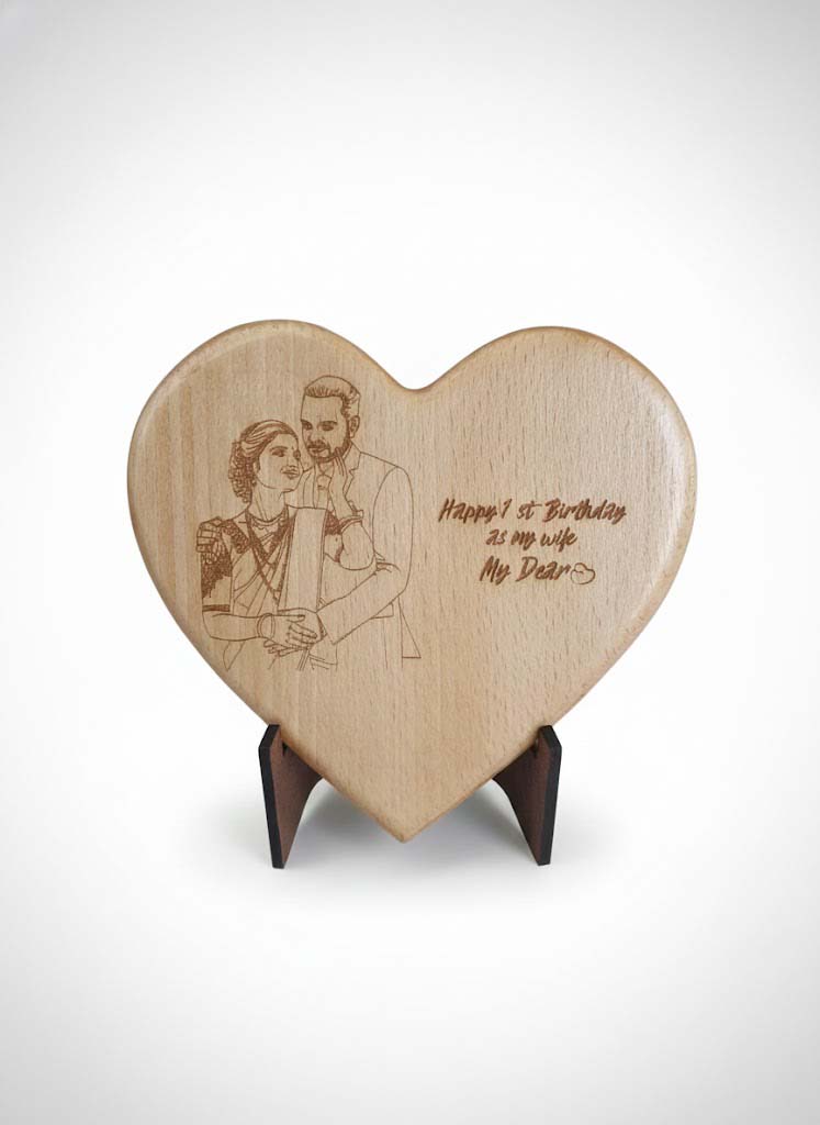 Personalized Wooden Heart Engraved Photo Plaque with Stand – Custom Couple Portrait & Message – Romantic Anniversary, Birthday & Wedding Gift for Husband, Wife, Boyfriend & Girlfriend image 2