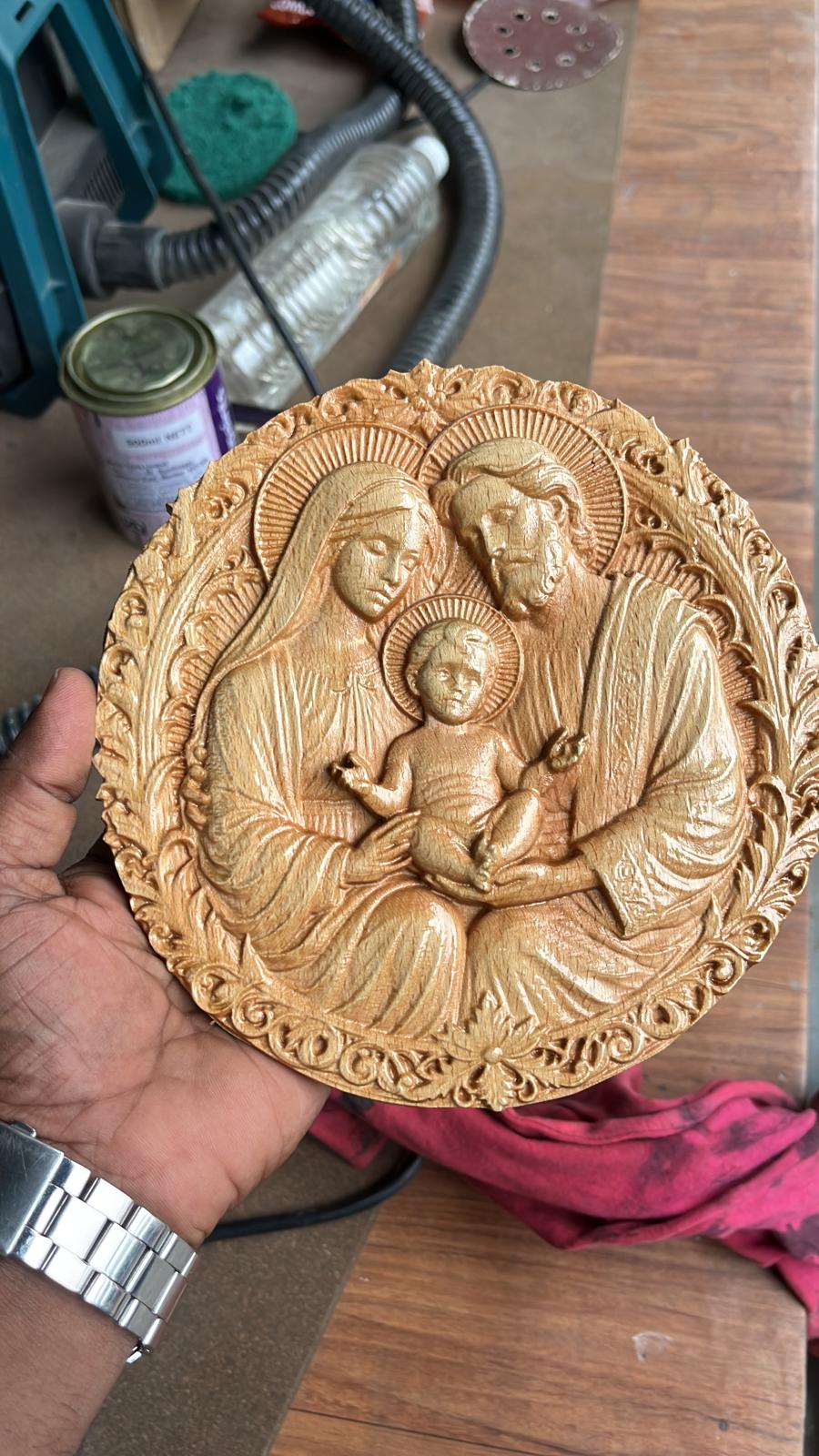 3D Wooden Holy Family Wall Art – Jesus, Mary & Joseph Religious Home Décor image 3