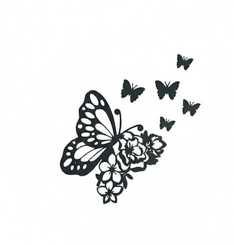 Elegant Butterfly Floral Wall Art – Decorative Butterfly & Flower Design for Home, Bedroom, Living Room & Office Décor
