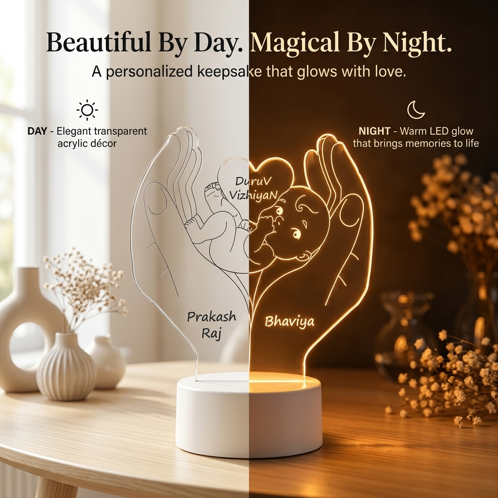 Personalized Hands Protecting Baby Illusion night Lamp image 4