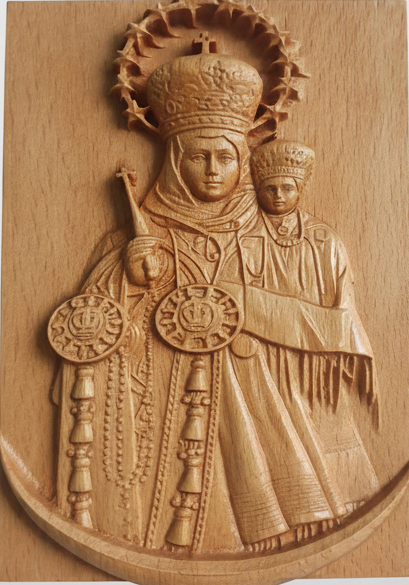 Handmade Wooden Virgin Mary and Baby Jesus Wall Plaque – Catholic Religious Hand-Carved Wood Art Sculptural Home Decor
