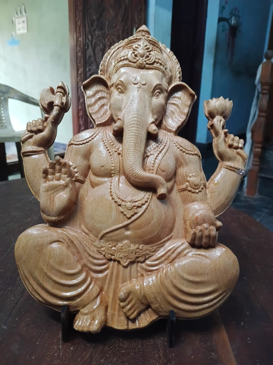Handcrafted Wooden Lord Ganesha Idol for Home Decor and Puja image 2